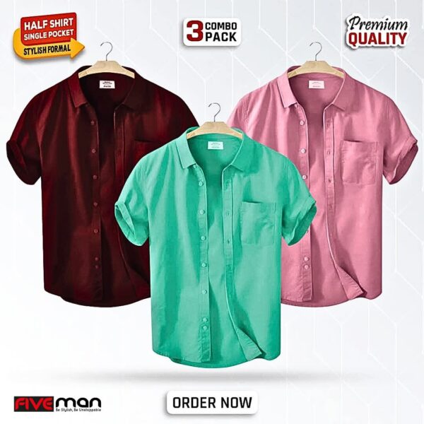 Solid Colour Half Sleeve Shirt Code-01